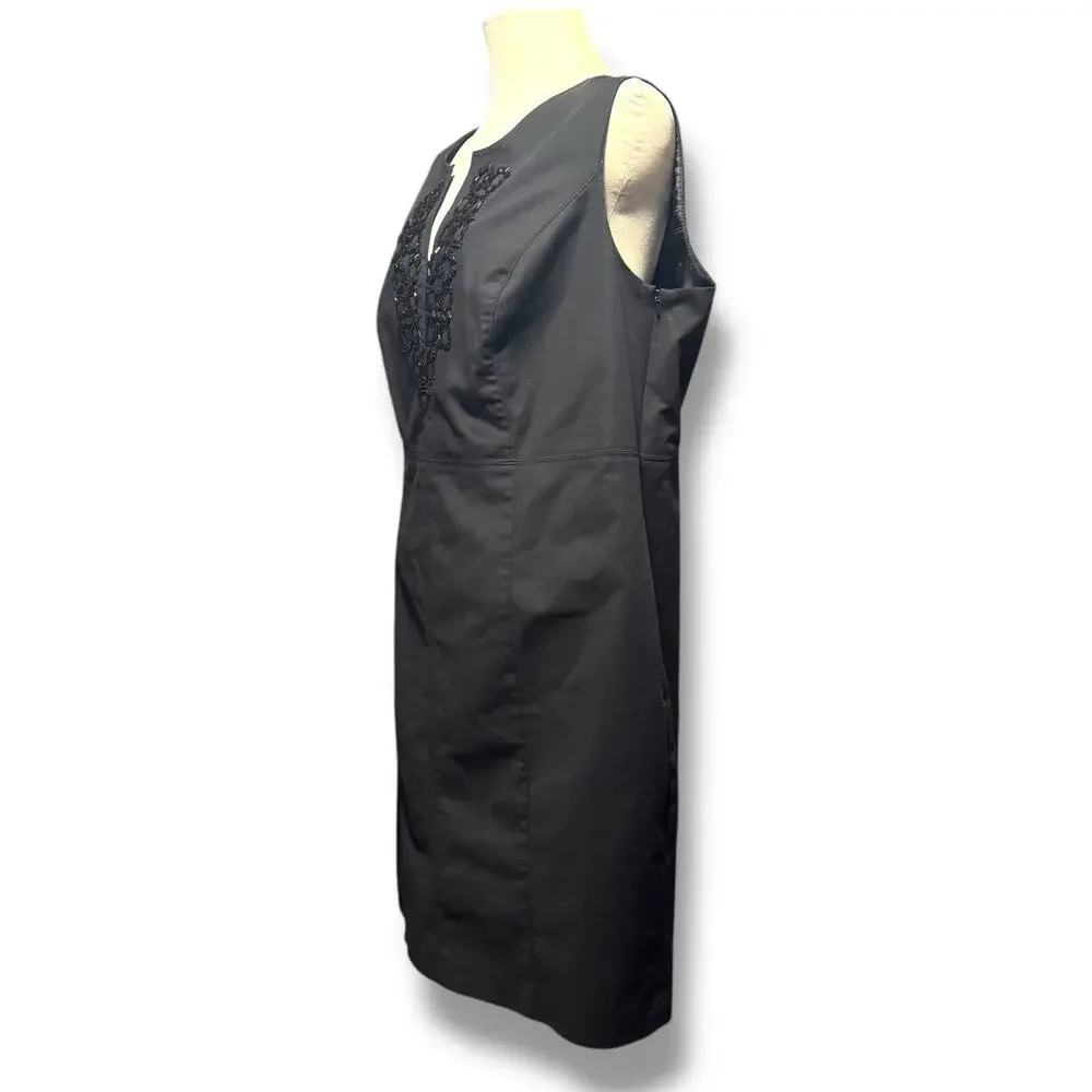 Rafaella Beaded Doubleweave Sheath Dress Black 18W